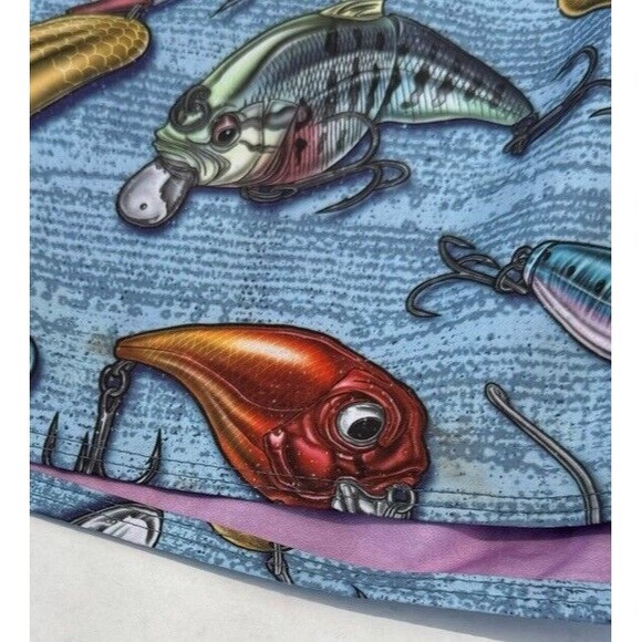 Psycho Tuna Crankbait Fishing Lures Swim Trunks Board 4 Way Shorts Blue Large - Picture 7 of 10